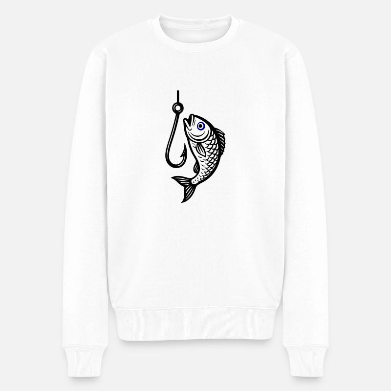 Hameçon Icône de poisson - Pull Premium bio Homme - blanc