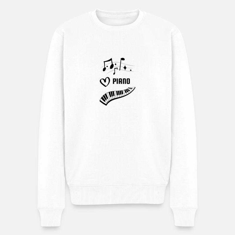 Ich liebe Klavier! - Männer Premium Bio Pullover - Weiß