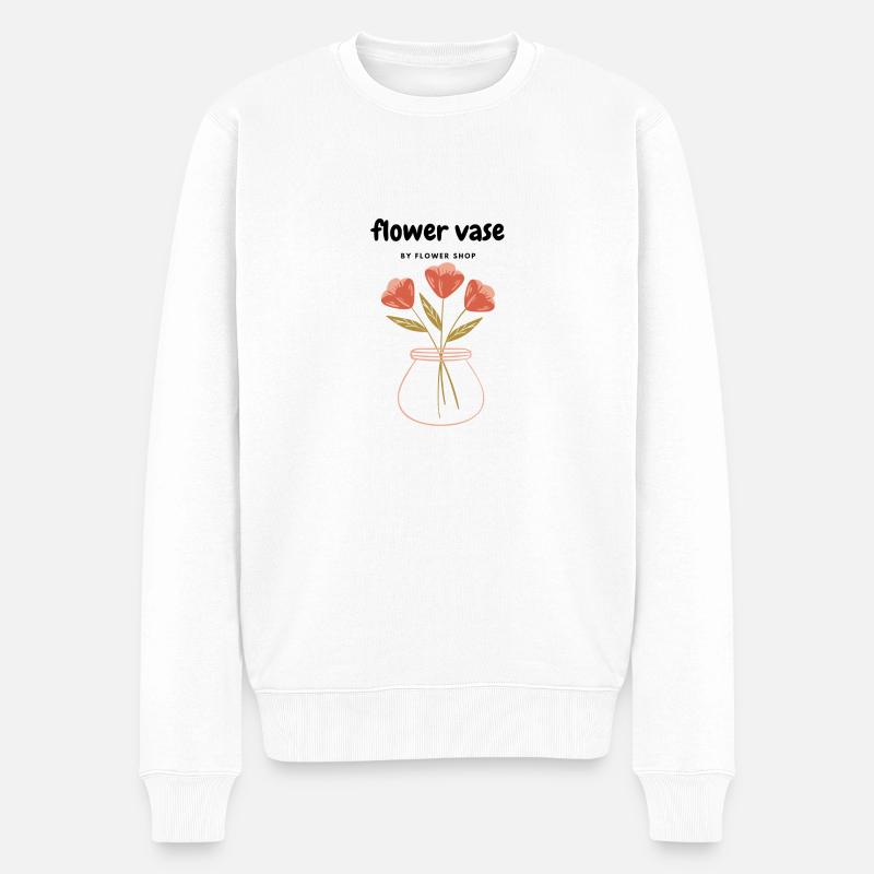 Blumenvase - Männer Premium Bio Pullover - Weiß