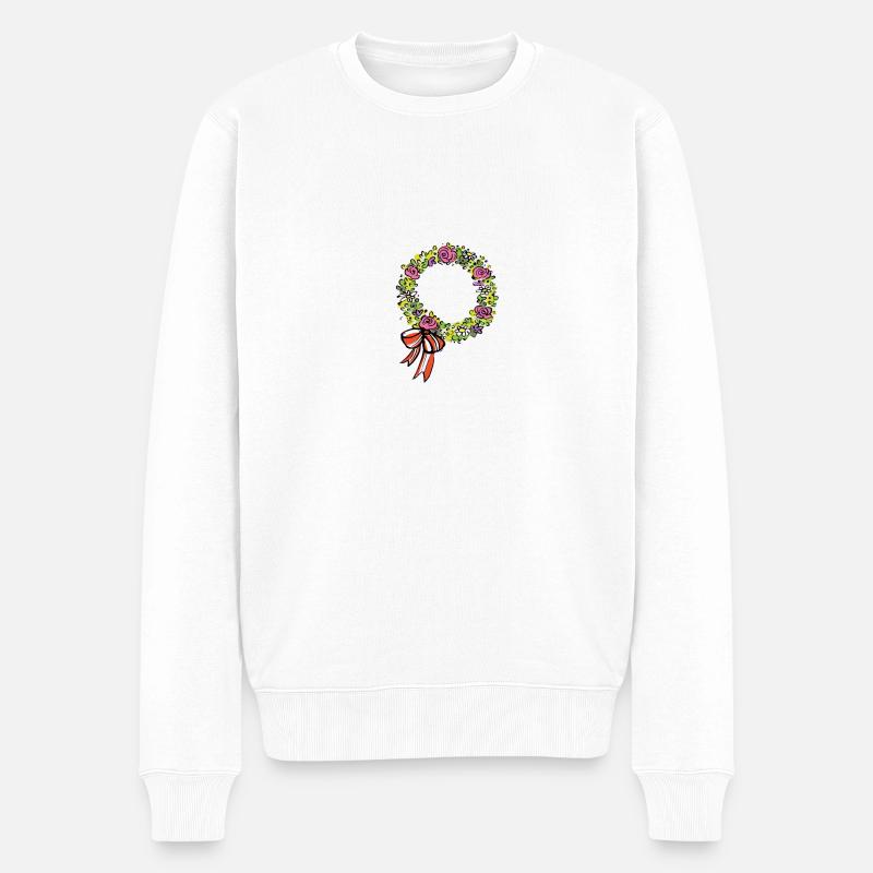 Buchskranzl Rosa - Männer Premium Bio Pullover - Weiß