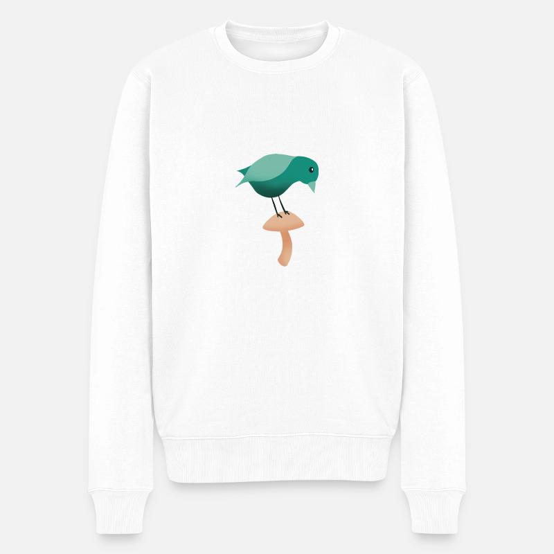 Un oiseau sur un champignon - Pull Premium bio Homme - blanc