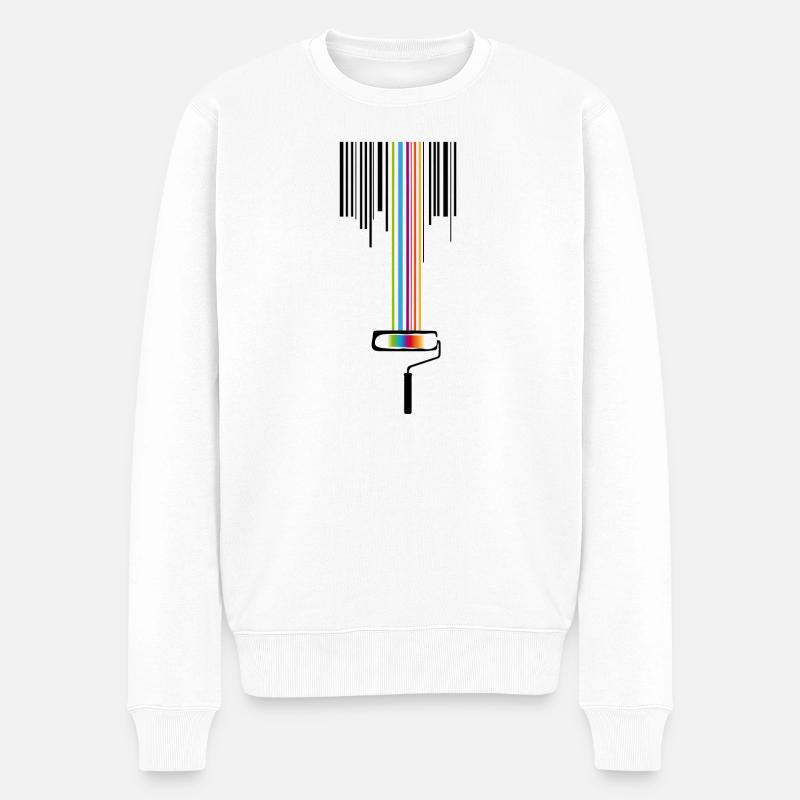 Farbrolle mit Strichcode - Männer Premium Bio Pullover - Weiß