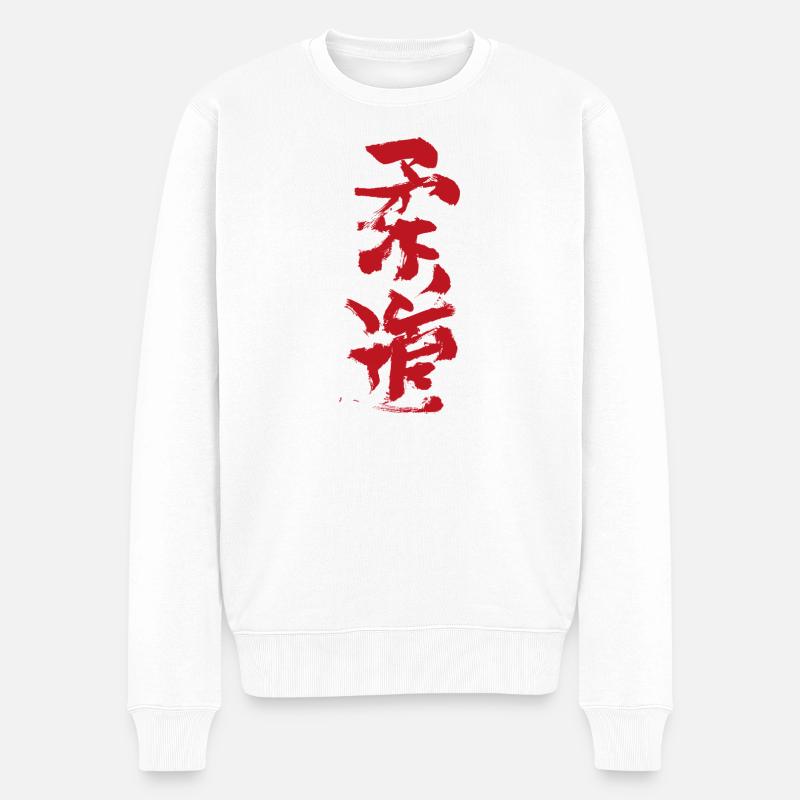 Budo - Kalligrafie Rot - Männer Premium Bio Pullover - Weiß