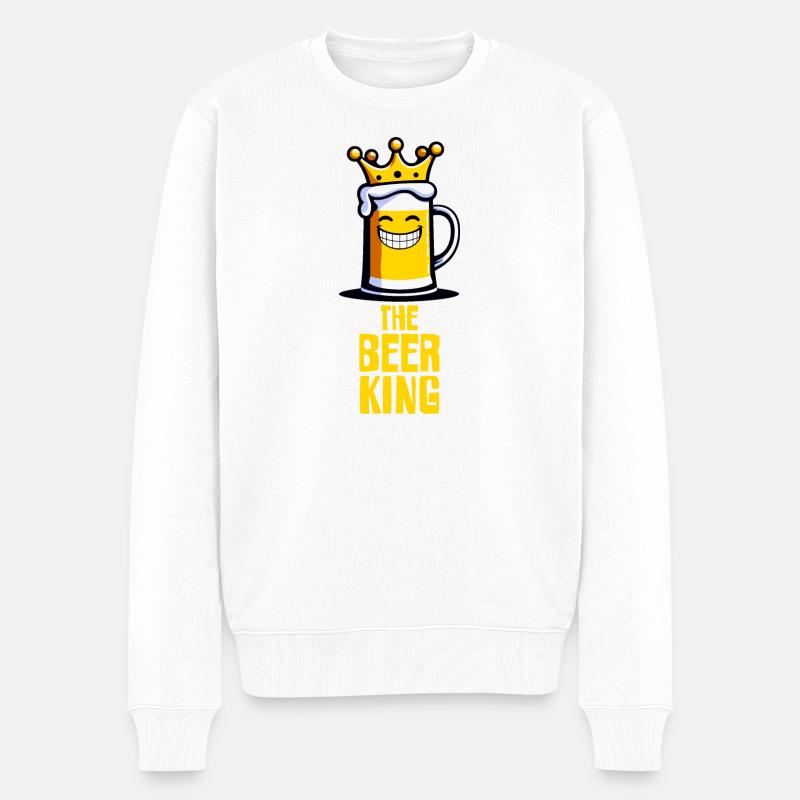 Der Bierkönig - Männer Premium Bio Pullover - Weiß