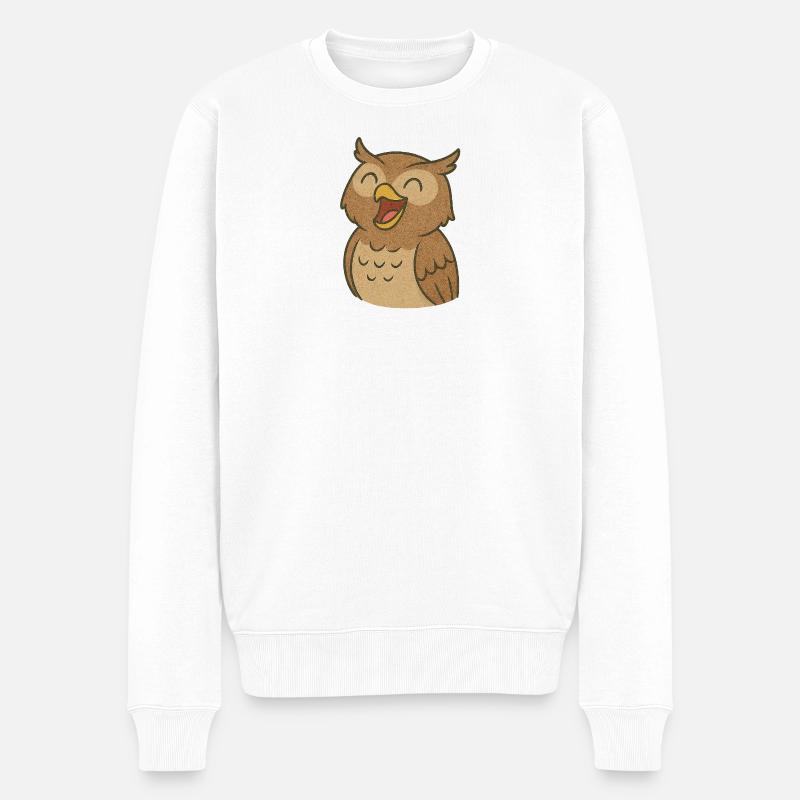 Eule_die_Lacht - Männer Premium Bio Pullover - Weiß