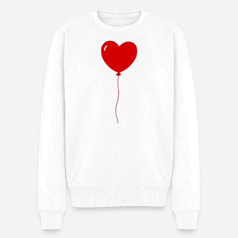 Minimalistischer roter Herzballon - Männer Premium Bio Pullover - Weiß