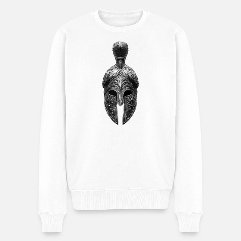Spartaner Helm Krieger Gladiator - Männer Premium Bio Pullover - Weiß
