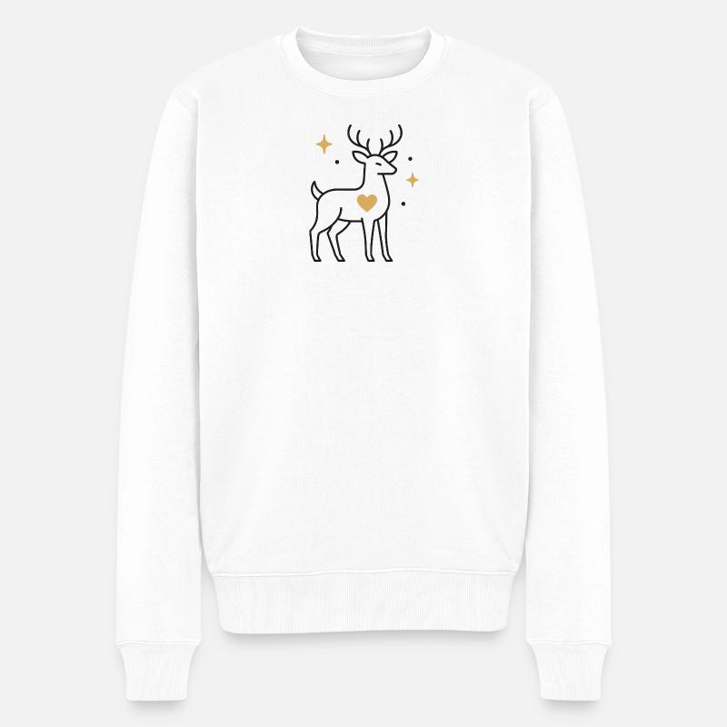 Herzdeer mit Sternenakzent - Männer Premium Bio Pullover - Weiß