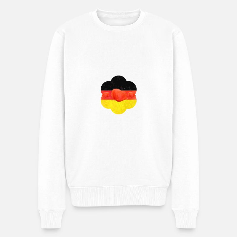 Deutschland Mohnblume - Männer Premium Bio Pullover - Weiß