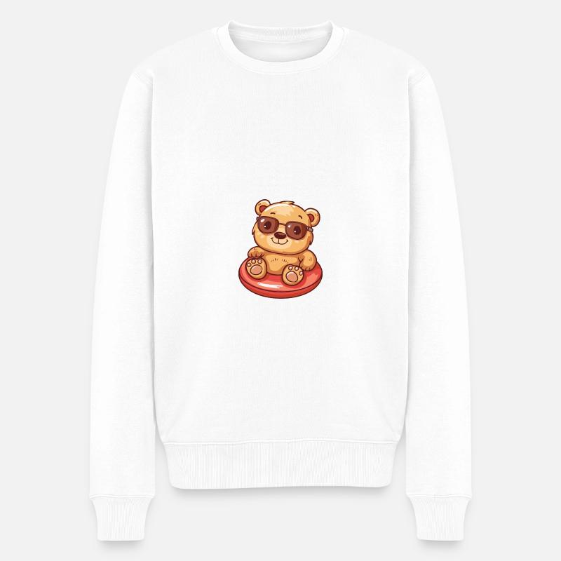 Bär Comic Cool - Männer Premium Bio Pullover - Weiß
