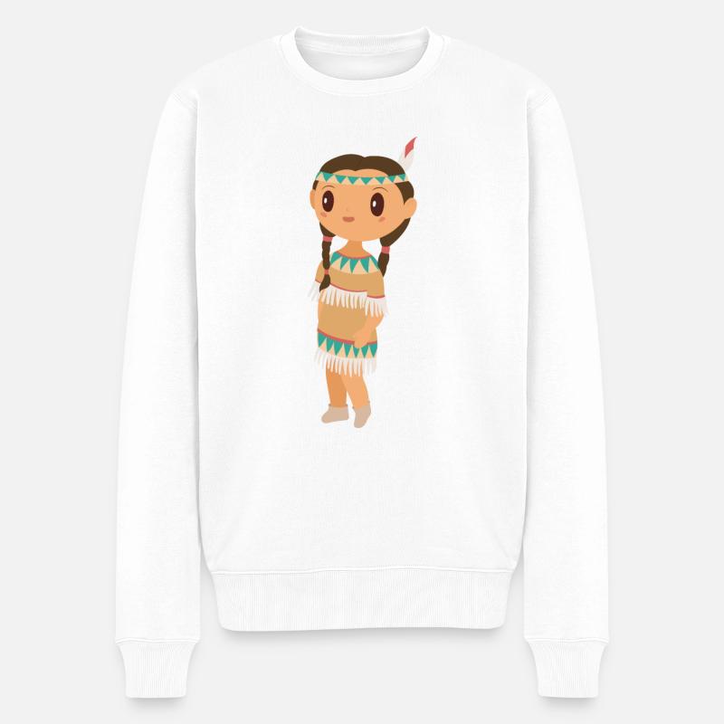 Indianer - Männer Premium Bio Pullover - Weiß