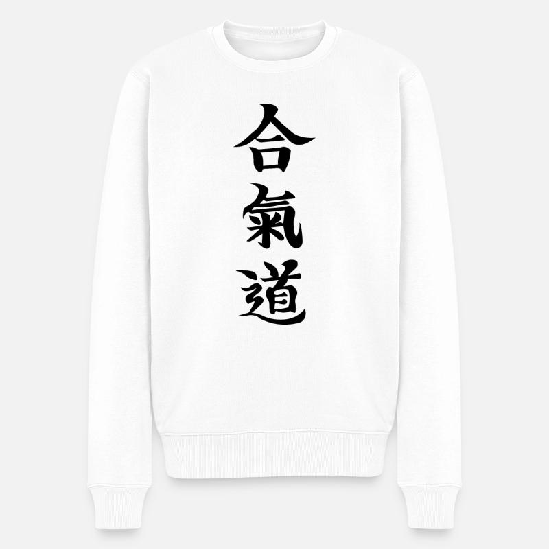 Aikido Kanji T-Shirt - Männer Premium Bio Pullover - Weiß