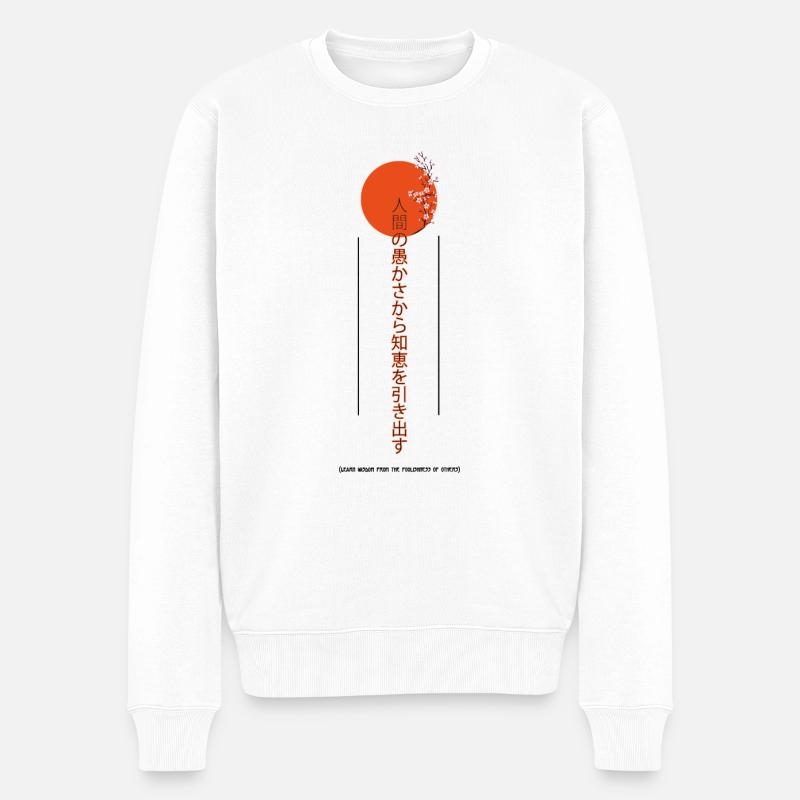 Lerne Weisheit in der Torheit anderer - Männer Premium Bio Pullover - Weiß