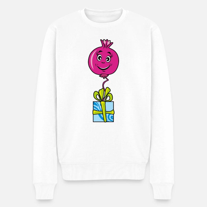 Fröhlicher Cartoon-Granatapfel - Männer Premium Bio Pullover - Weiß