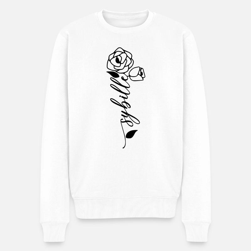 Sybille Nom Prénom Nom Fleur - Pull Premium bio Homme - blanc
