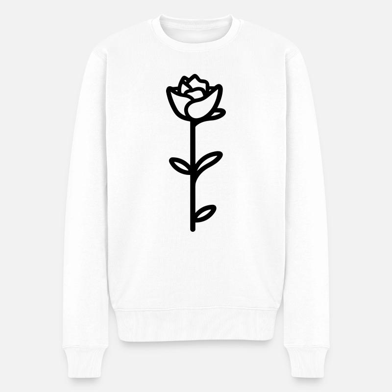 Rosa Blume - Männer Premium Bio Pullover - Weiß