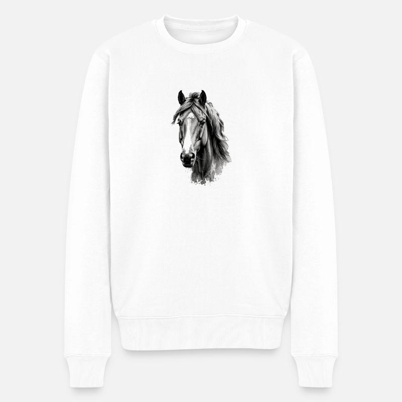 Pferd - Männer Premium Bio Pullover - Weiß