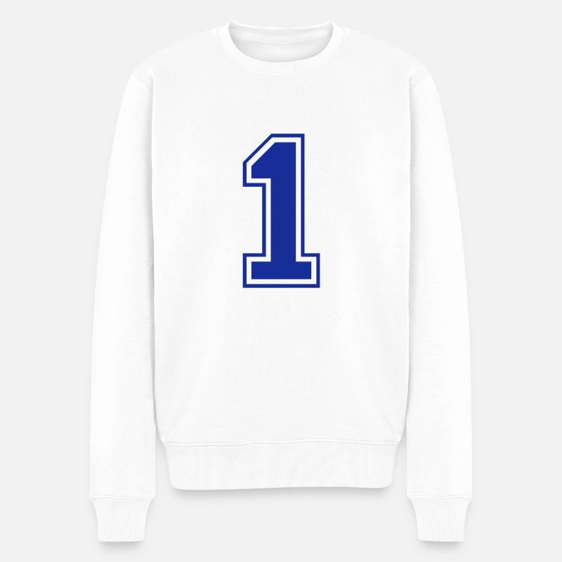 1 - Nummer - Zahl - Männer Premium Bio Pullover - Weiß