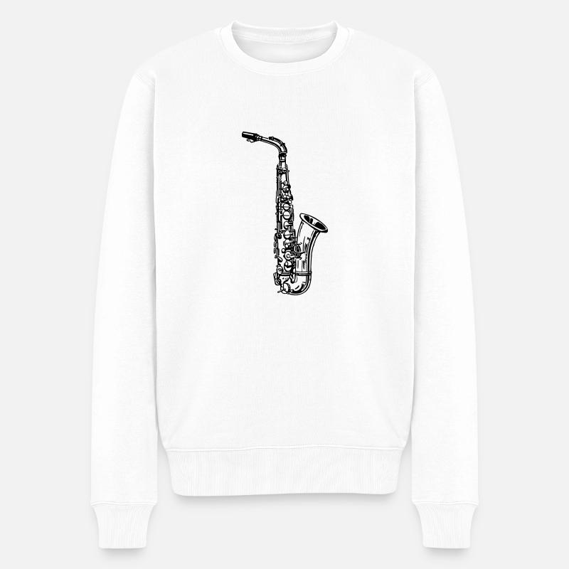 Saxophone - Männer Premium Bio Pullover - Weiß