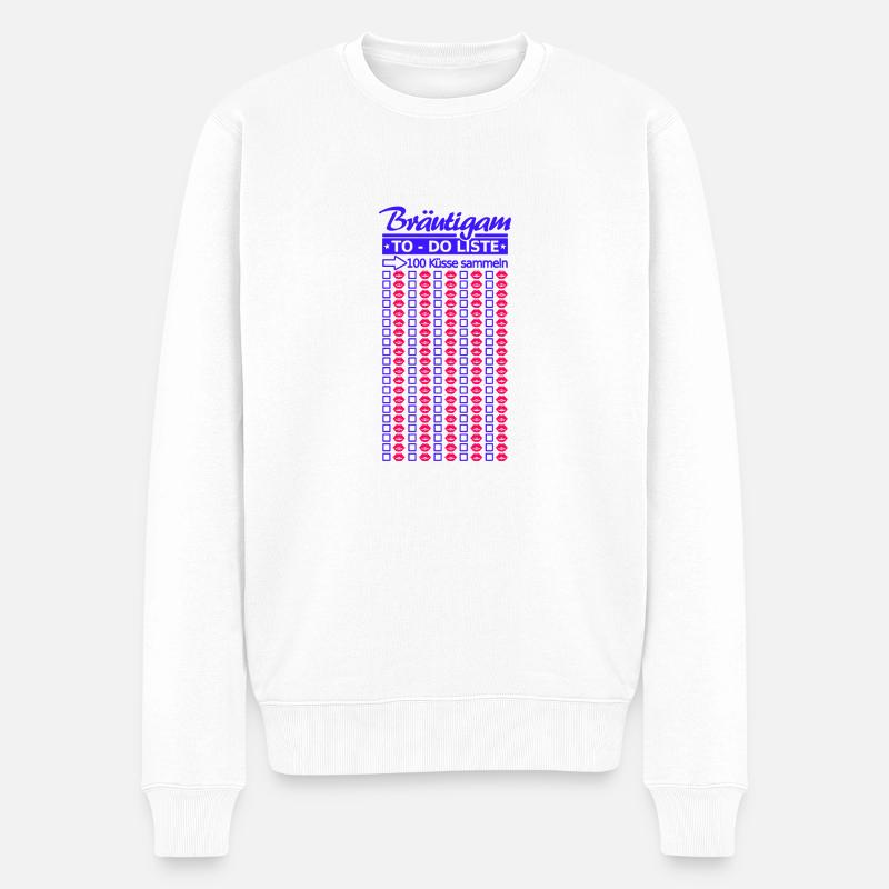 Junggesellen Abschied JGA 100 Küsse Fun Motiv - Männer Premium Bio Pullover - Weiß