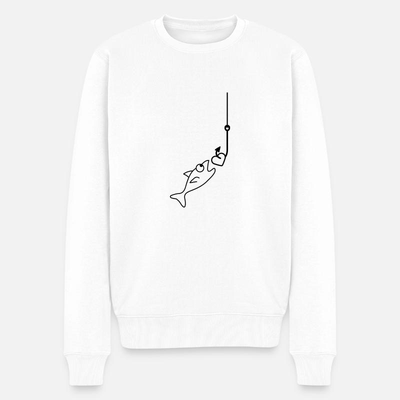 Fishing With Heart - Männer Premium Bio Pullover - Weiß