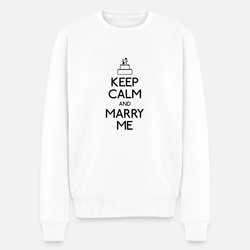 Keep Calm marry me - Männer Premium Bio Pullover - Weiß