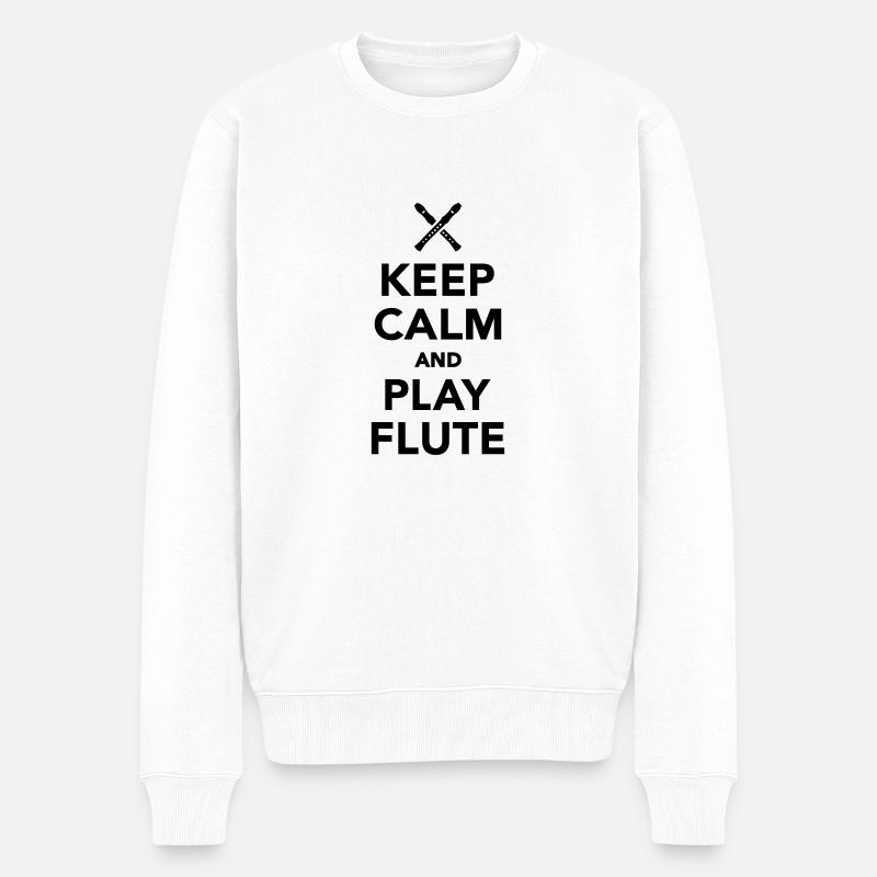 Flöte - Männer Premium Bio Pullover - Weiß