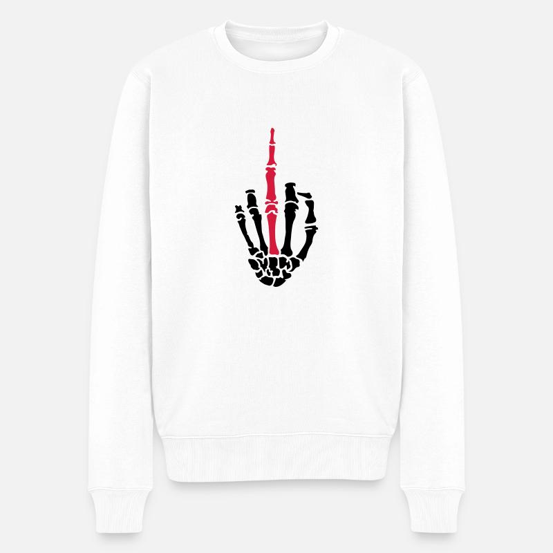 middle finger skulls - Männer Premium Bio Pullover - Weiß