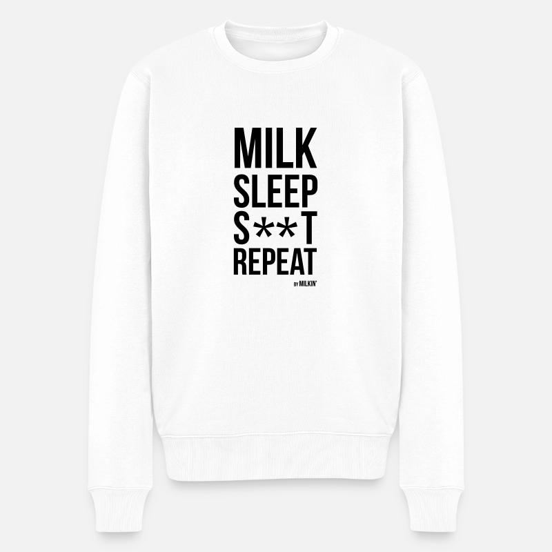 Milkin' - Repeat - Breastfeeding - Pull Premium bio Homme - blanc