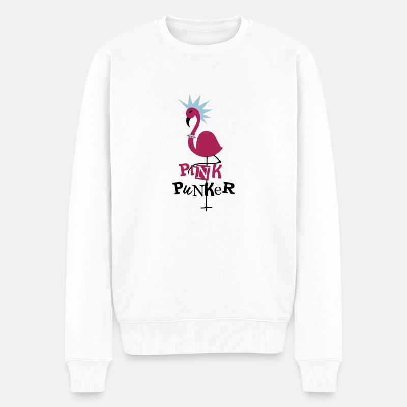 Pink Flamingo Punker Noir - Pull Premium bio Homme - blanc
