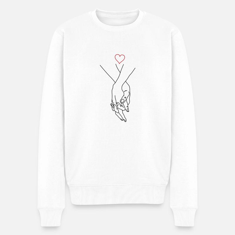 hands couple heart - Männer Premium Bio Pullover - Weiß