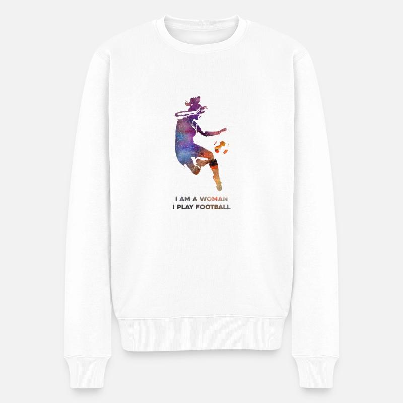 Frauenfußball - Männer Premium Bio Pullover - Weiß