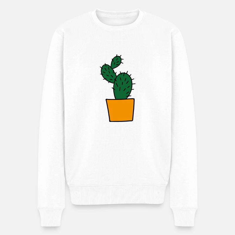 Kaktus - Männer Premium Bio Pullover - Weiß