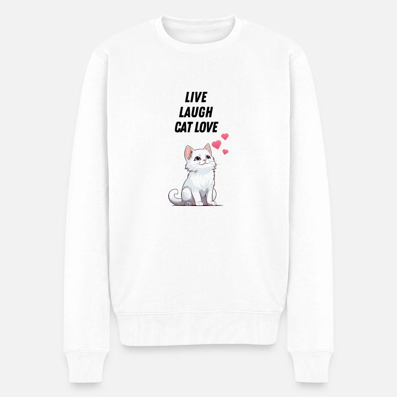 Cat Love Katzenliebe - Männer Premium Bio Pullover - Weiß