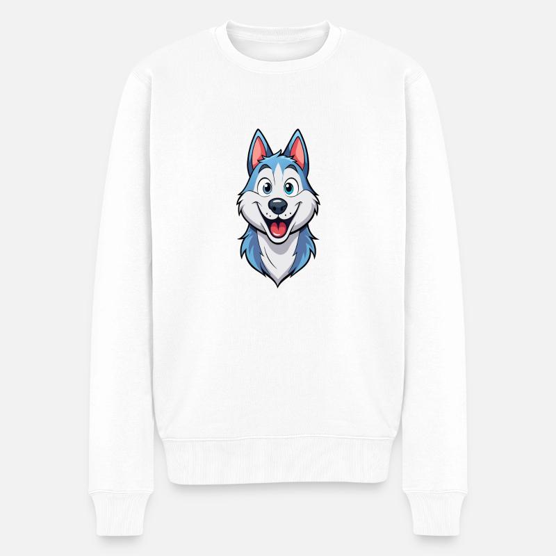 Espiègle souriant Husky oeuvre - Pull Premium bio Homme - blanc
