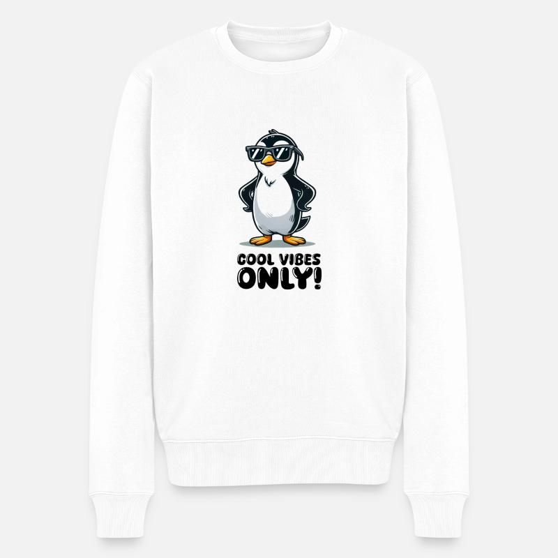 pinguin comic cool - Männer Premium Bio Pullover - Weiß