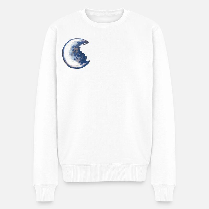 Mond - Männer Premium Bio Pullover - Weiß