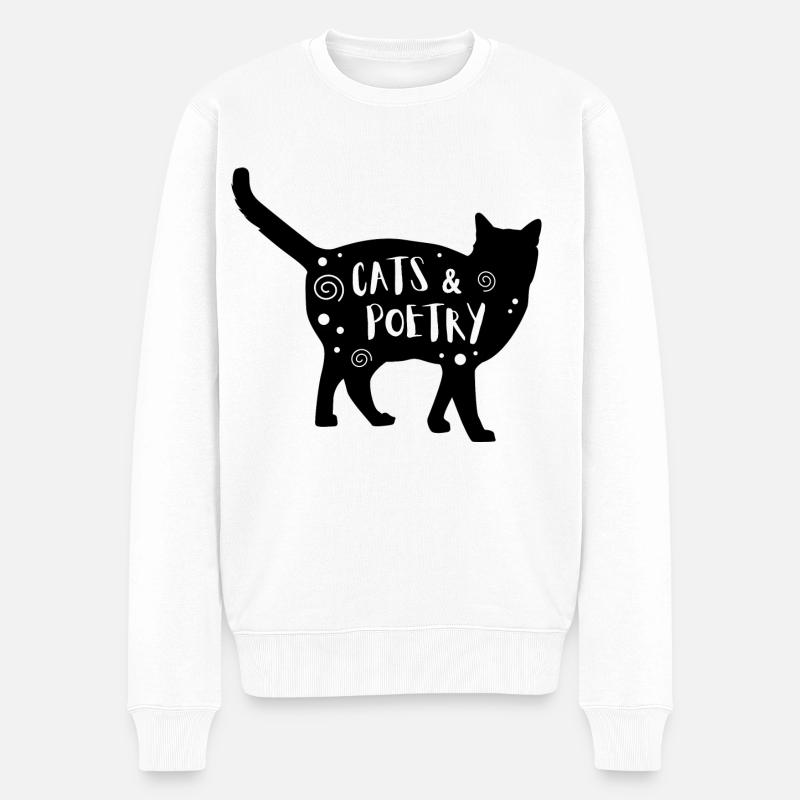 Katzen & Poesie - Männer Premium Bio Pullover - Weiß