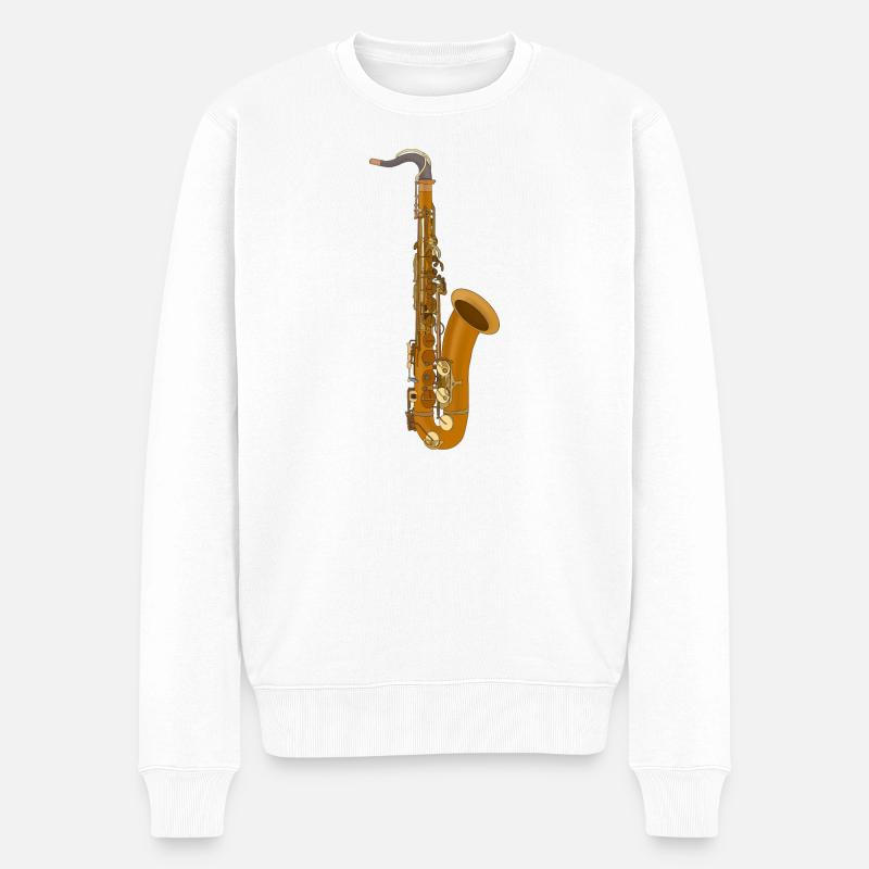 Saxophon - Männer Premium Bio Pullover - Weiß