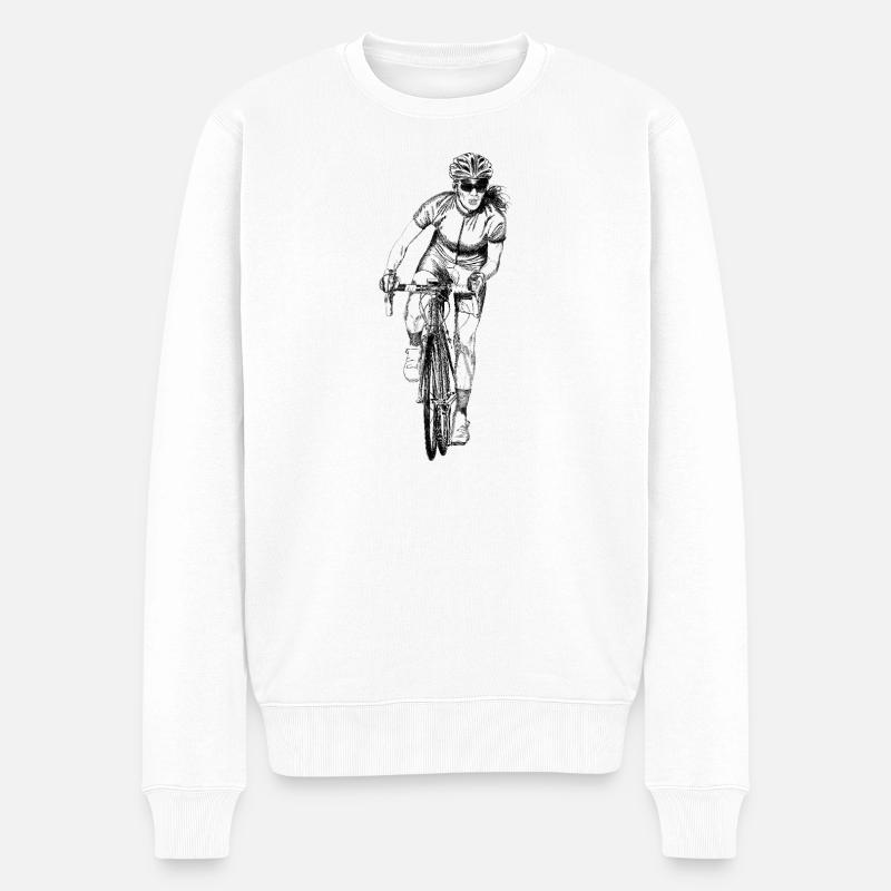 Radfahrerin - Männer Premium Bio Pullover - Weiß