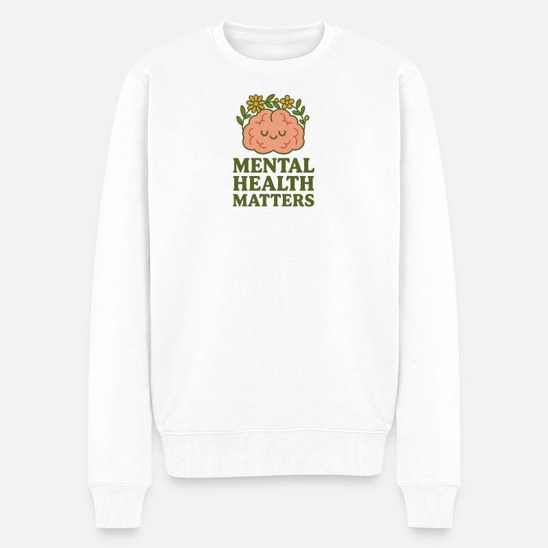 Blühendes Hirn Mentale Gesundheit - Männer Premium Bio Pullover - Weiß