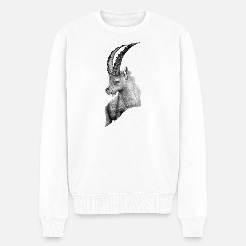 DER STEINBOCK - Männer Premium Bio Pullover - Weiß