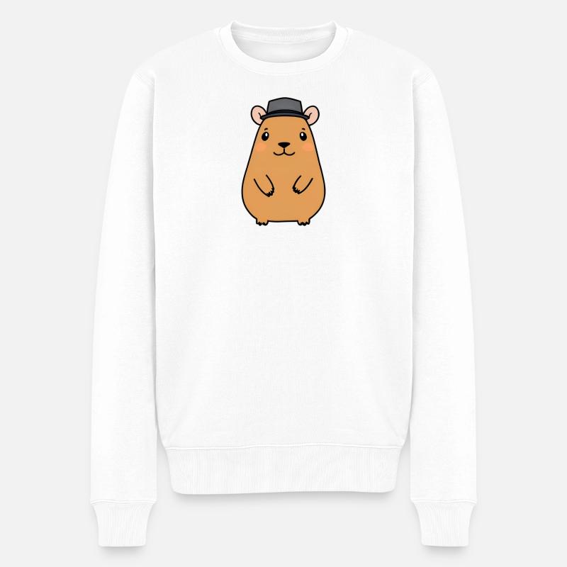 Kapu Capybara mit Filzhut - Männer Premium Bio Pullover - Weiß
