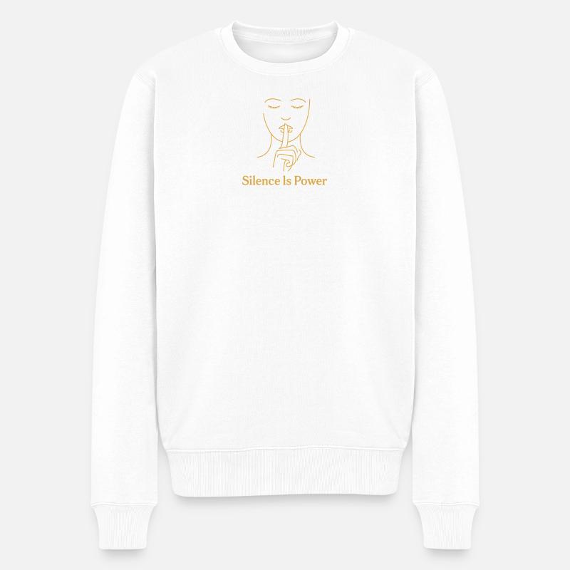 Stille ist Kraft - Goldene Linie - Männer Premium Bio Pullover - Weiß