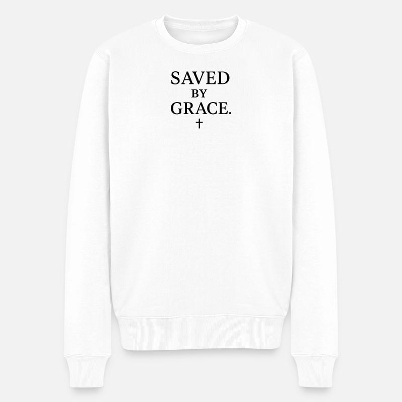 Lettrage de miséricorde sauvé - Pull Premium bio Homme - blanc