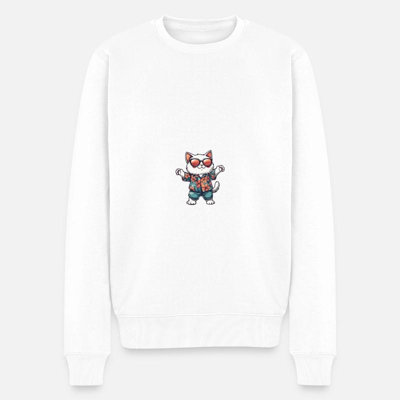 Chat Bande Dessinée Vacances - Pull Premium bio Homme - blanc
