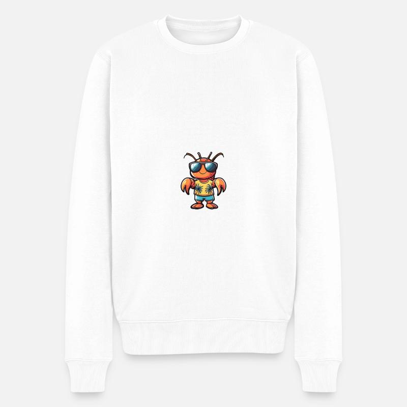 Hummer Krebs Comic Urlaub - Männer Premium Bio Pullover - Weiß