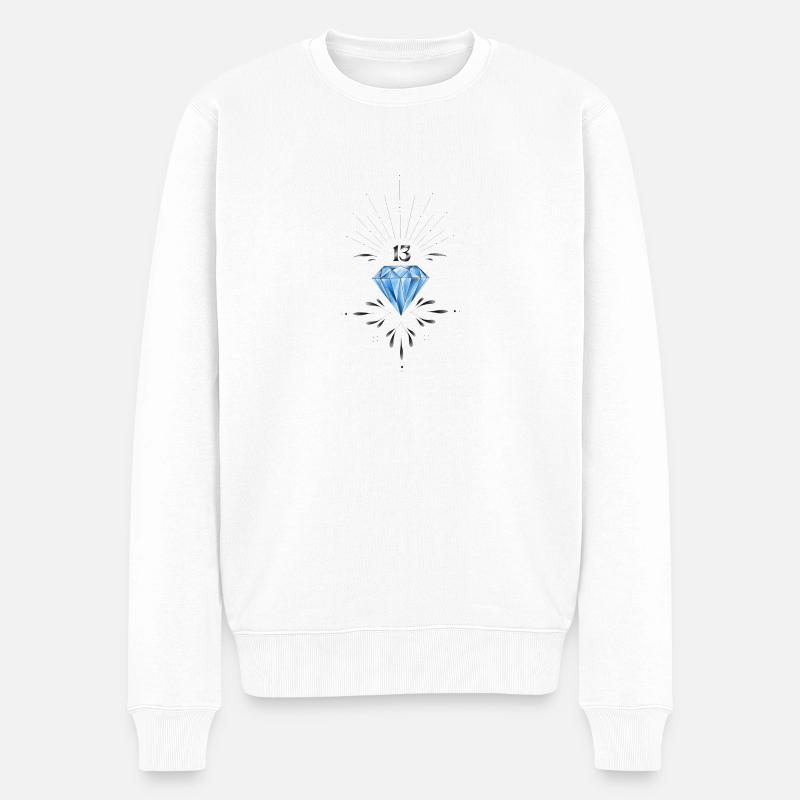 Diamant 13 - Männer Premium Bio Pullover - Weiß