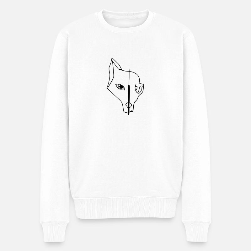 Fox Skull - Männer Premium Bio Pullover - Weiß