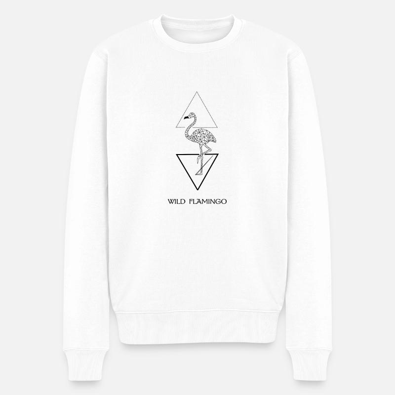 Wilder Flamingo - Männer Premium Bio Pullover - Weiß